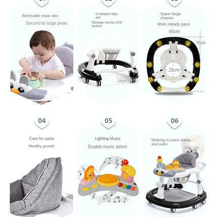 Andadores de bebé plegables LazyChild con rueda Universal, andador multifunción antideslizante y antideslizante, carrito de mano, andador de inicio de aprendizaje