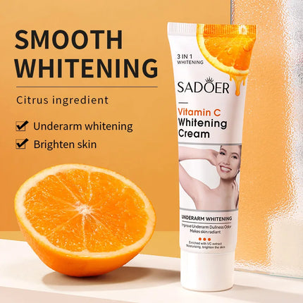 SADOER loción corporal con vitamina C, crema hidratante para el cuidado del cuerpo de las axilas, nutritiva, antisecado, cremas exfoliantes suaves y tiernas, cuidado de la piel