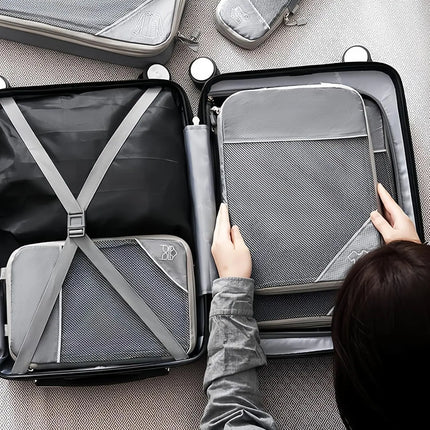 Juego de organizador de almacenamiento de cubos de embalaje comprimidos de viaje, 6 uds., con bolsa para zapatos, equipaje Visual de malla, bolsa de maleta ligera portátil
