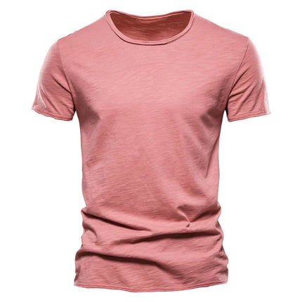 Camiseta 100% de algodón para hombre, camisetas finas informales suaves para Fitness, ropa para el hogar para hombre, camiseta sólida de manga corta con cuello redondo para hombre
