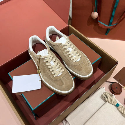 2025 nuevos zapatos de entrenamiento LP, zapatillas planas con cordones y punta redonda de cuero genuino, zapatillas blancas informales con estilo Unisex, estilo deportivo