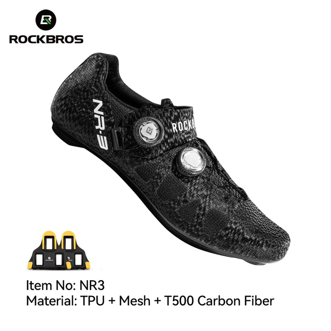 ROCKBROS Zapatos de ciclismo profesional con cierre de perilla autobloqueantes para bicicleta de carretera compatible con calas SPD calzado para ciclismo