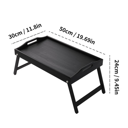 Bandeja de cama de bambú para desayuno con patas plegables, perfecta para uso en sofá, TV, computadora portátil o snacks, para servir el desayuno en la cama (negro/blanco)