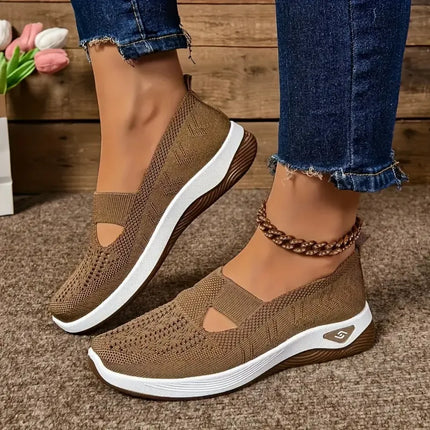 Zapatos de mujer, zapatillas transpirables de Color sólido, zapatillas informales de verano para mujer, zapatos informales de punto bajos, zapatos para mamá