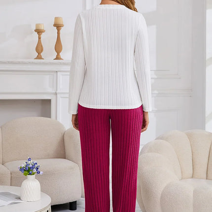 Conjunto de pijama cálido de otoño e invierno para mujer, conjunto bonito informal y cómodo con estampado en forma de corazón, ropa para el hogar, nuevo estilo