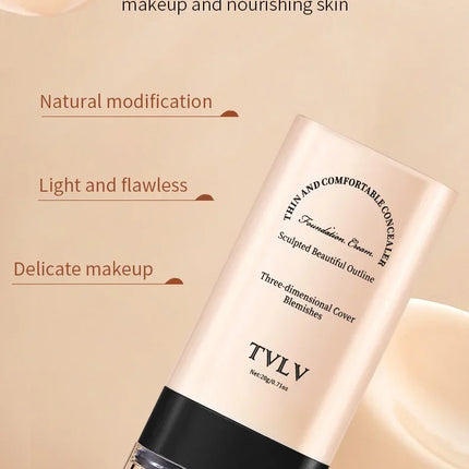 TVLV borrador base maquillaje en barra 20g, con pincel para iluminar la piel base líquida, corrector de maquillaje duradero