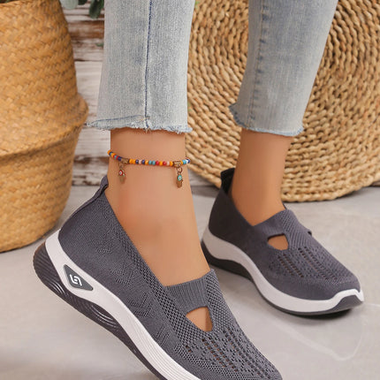 Zapatos de mujer, zapatillas transpirables de Color sólido, zapatillas informales de verano para mujer, zapatos informales de punto bajos, zapatos para mamá