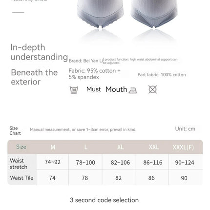 Ropa interior cómoda sin huellas para mujeres embarazadas, algodón puro, cintura alta y soporte ajustable para el vientre durante el embarazo