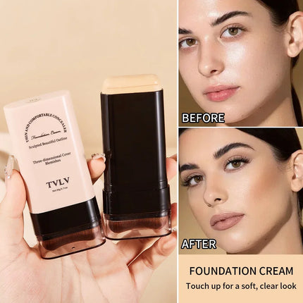 TVLV borrador base maquillaje en barra 20g, con pincel para iluminar la piel base líquida, corrector de maquillaje duradero