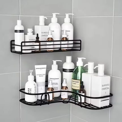 Estante de almacenamiento para baño esquinero de acero inoxidable, estante de almacenamiento para baño no perforado, trípode para inodoro y baño, estante montado en la pared