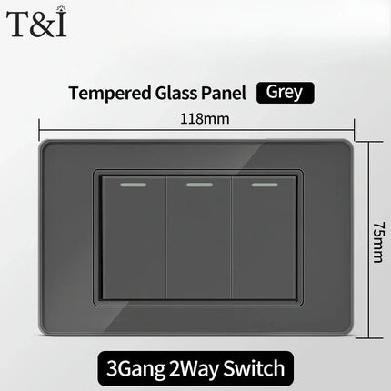 Enchufe de Pared de Vidrio Templado con Puertos USB Dual Tipo C – 118x75mm, 110V