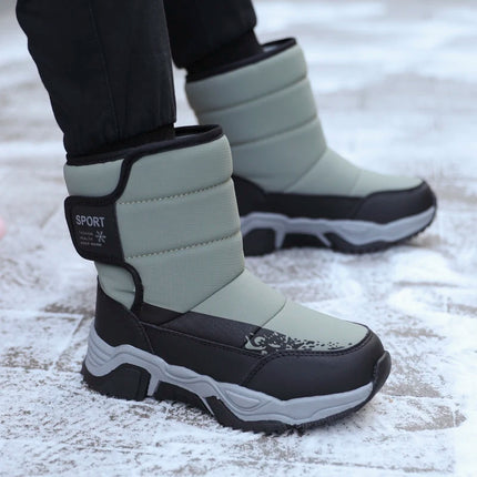 Botas de nieve para exteriores para niños, zapatos deportivos cómodos y cálidos de alta calidad, botas de algodón a la moda, zapatos de felpa antideslizantes para Otoño e Invierno