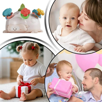 Juguete mordedor para bebés, juguete de dentición calmante en forma de oveja, actividad educativa, sonajero de agarre fácil para niños y niñas, viajes de aprendizaje