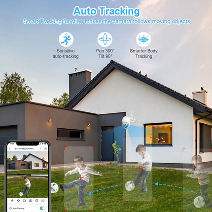 Smar 8CH NVR 5MP Kit de cámara inalámbrica Ai Humman detectar al aire libre 3MP PTZ WiFi visión nocturna CCTV sistema de vigilancia de seguridad ICsee