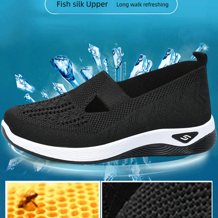 Zapatos de mujer, zapatillas transpirables de Color sólido, zapatillas informales de verano para mujer, zapatos informales de punto bajos, zapatos para mamá