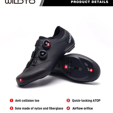 Zapatos de ciclismo WILDTO, zapatos de bicicleta de carretera para hombre, velocidad plana, nueva dureza9, zapatillas de ciclismo profesionales de fibra de vidrio, calzado con tacos SPD