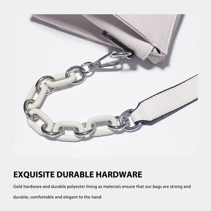 Bolso de mano Zency 2025 con cadena acrílica, bolso cruzado pequeño de lujo con asa superior de cuero suave para mujer, bolso de hombro blanco a la moda
