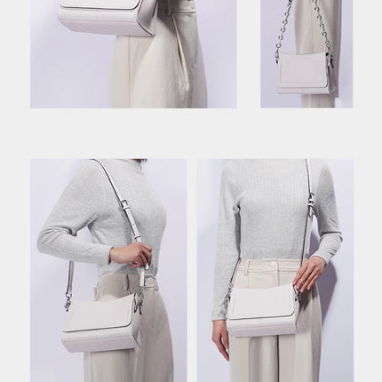Bolso de mano Zency 2025 con cadena acrílica, bolso cruzado pequeño de lujo con asa superior de cuero suave para mujer, bolso de hombro blanco a la moda