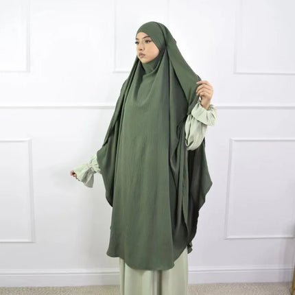 Hijab musulmán liso para mujer, ropa Khimar plisada árabe de Ramadán Eid, Jersey de oración de Iglesia islámica, bufanda Niqab, 2025