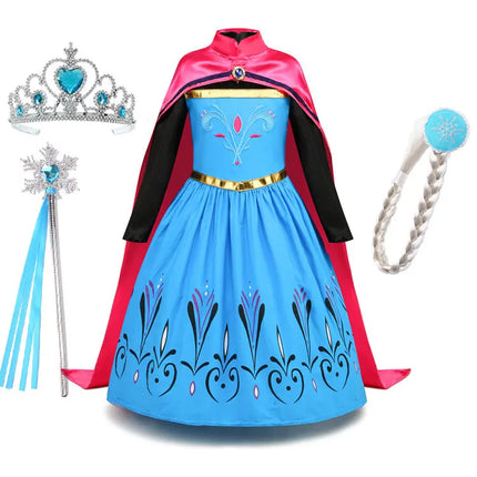 Disney niñas Reina de la nieve Elsa coronación vestido de princesa elegante ropa de fiesta niños carnaval Frozen Girl Cosplay princesa tela