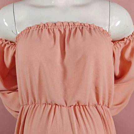 Vestido de sesión de fotos de maternidad: vestido sexy con hombros descubiertos, mangas abullonadas juguetonas y ropa con abertura para piernas para fotografía de mujeres embarazadas