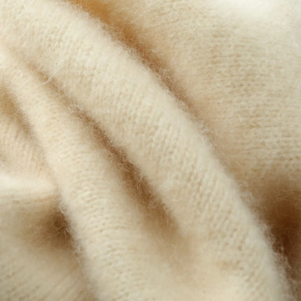 Suéter elegante de Cachemira de 100% con cuello redondo para mujer, jersey de Color sólido, ropa informal básica de otoño e invierno, prendas de punto gruesas y cálidas, Tops suaves