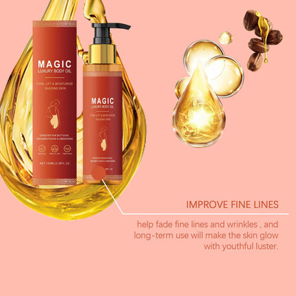 Aceite reafirmante corporal, hidratación profunda, suave, mejora la flacidez, estiramiento de la piel, aumenta la elasticidad, nutritivo, mágico, cuidado corporal de lujo