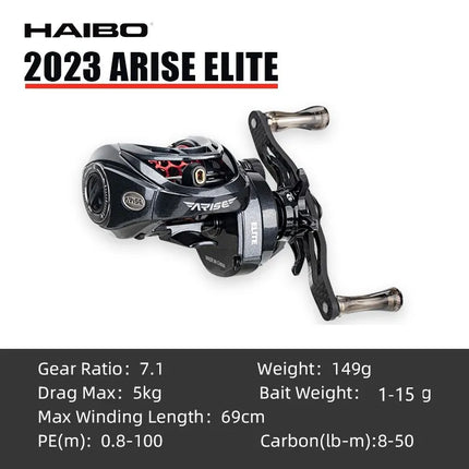Haibo 25/23 nuevo ARISE AIR/ELITE AMC + carrete De Pesca De Baitcasting De fibra De carbono HandIe 11B + 1RB Carretilha De Pesca De fundición larga