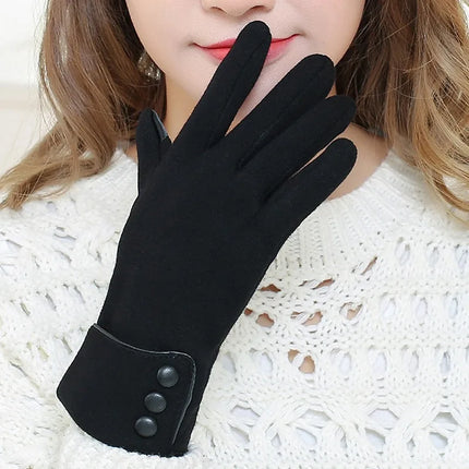 Nuevos guantes cálidos de Otoño Invierno para mujer, guantes térmicos con forro polar y dedos completos, guantes cálidos de algodón para pantalla táctil para mujer
