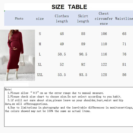 Un conjunto de dos piezas de suéter de cuello redondo de punto de color sólido y cintura alta para mujeres embarazadas