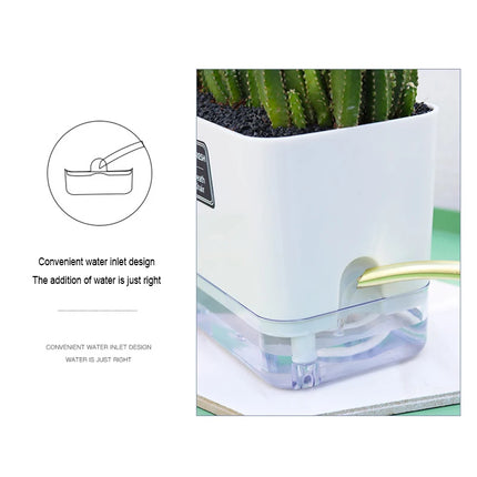 Nuevo Maceta de planta de autorriego, maceta de cuerda de algodón autoabsorbente de plástico magnético para maceta perezosa de dos pisos, suministros de jardín