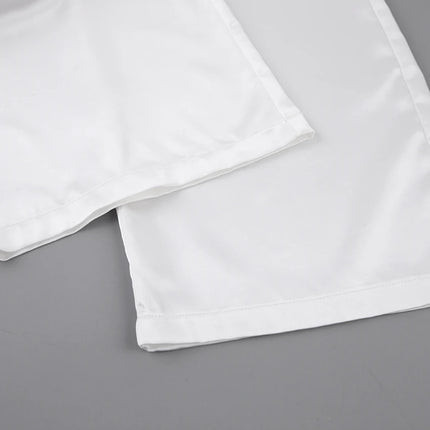 Pijamas de satén con plumas para mujer, conjuntos de ropa de dormir con pantalones, traje para casa con tirantes finos negros, trajes de pantalón blanco 2022