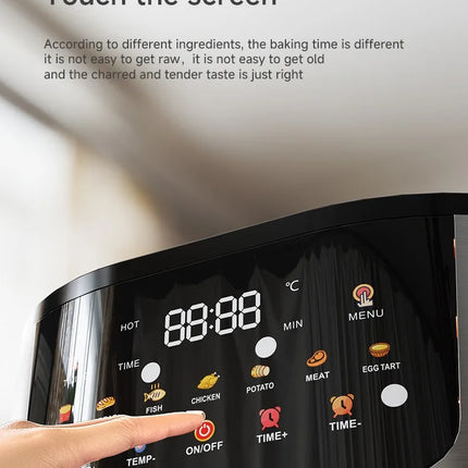 Freidora de Aire Eléctrica de Acero Inoxidable 15L – Cocina Inteligente de Gran Capacidad con Horno Tostador y Pantalla Digital