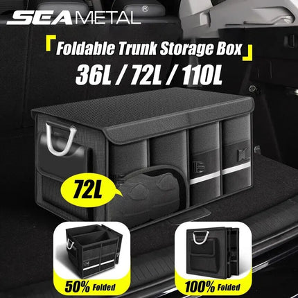 SEAMETAL Organizador de Maletero Plegable de Tela Oxford Impermeable, Gran Capacidad 110L, Caja de Almacenamiento para Coche, Ideal para Camping, Pesca y Viajes, Fácil de Transportar