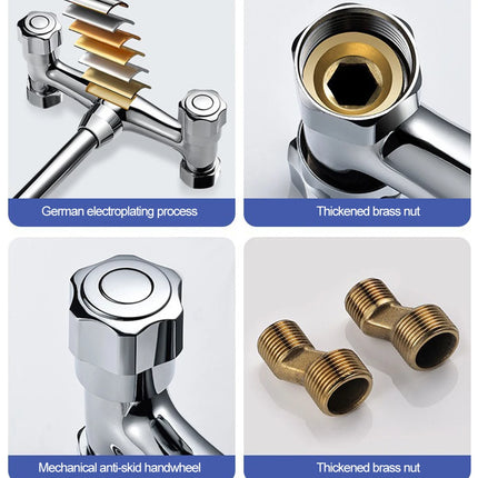 Grifo de Fregadero de Cocina de Acero Inoxidable – Doble Orificio, Frío y Caliente, Giratorio 360°