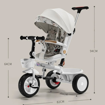 Trciclos de bebé, cochecito triciclo multifuncional 4 en 1 de alta calidad para niños de 2 a 4 años, regalos gratis para usted