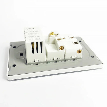 Enchufe de Pared de Vidrio Templado con Puertos USB Dual Tipo C – 118x75mm, 110V