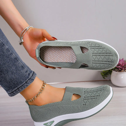 Zapatos de mujer, zapatillas transpirables de Color sólido, zapatillas informales de verano para mujer, zapatos informales de punto bajos, zapatos para mamá