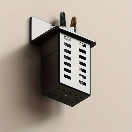 Desagüe de pasta de dientes montado en la pared y estante de almacenamiento de cepillos de dientes para suministros de baño, habitación, sala de estar, almacenamiento multifuncional, 1-3 uds.