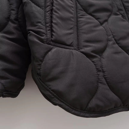 Otoño e Invierno nueva chaqueta holgada acolchada de algodón de manga larga con capucha y cordón para mujer