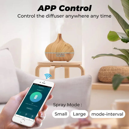 Humidificador de aire inteligente WiFi, difusor de aceites esenciales de 400ml, humidificadores de aire ultrasónicos para aromaterapia, pulverizador de niebla fría, Humidificador