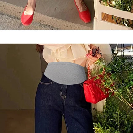 Nuevo artículo novedoso de moda coreana, pantalones vaqueros recortados elásticos de maternidad de mezclilla azul profundo, pantalones de verano y otoño para mujeres embarazadas