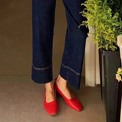 Nuevo artículo novedoso de moda coreana, pantalones vaqueros recortados elásticos de maternidad de mezclilla azul profundo, pantalones de verano y otoño para mujeres embarazadas