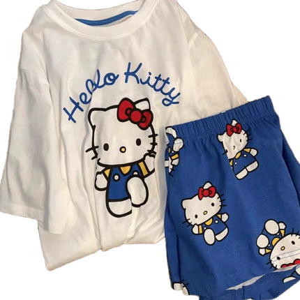 Pijamas de Hello Kitty para Mujer – Conjunto de Ropa de Hogar de Manga Corta