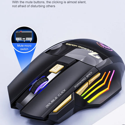 GW 2,4G y ratón inalámbrico Bluetooth luz de respiración recargable silenciosa 7 teclas DPI Sensor óptico ajustable ratón juego Oficina