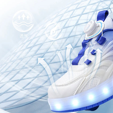 Zapatos de patín con luz Led de dos ruedas para niños y niñas, zapatillas deportivas luminosas, monopatín con carga USB