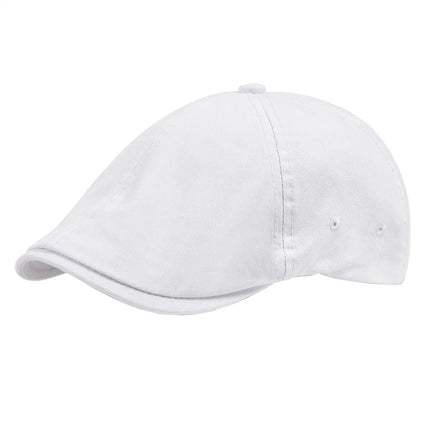 VOBOOM Sombrero plano para hombres Gorra clásica para vendedor de periódicos Gorras de golf Sarga de algodón Sombreros clásicos de hiedra Cabbies Headpiece Boina casual Blanco