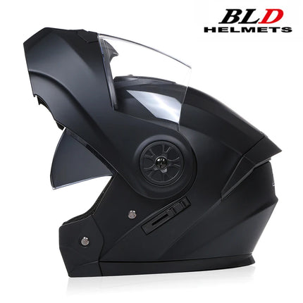 BLD Casco de Motocicleta Modular para Hombre y Mujer, Doble Lente, Abatible Hacia Arriba, Casco de Motocross de Alta Seguridad y Estilo Personalizado