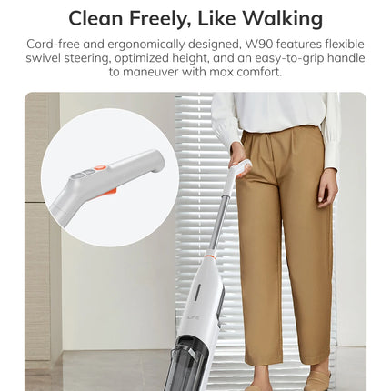 ILIFE W90 Robot de fregona de lavado inteligente inalámbrico para limpieza en seco y húmedo, succión de 5500Pa, autolimpieza de 1 minuto, tanque de agua doble grande