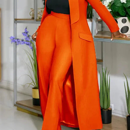 Conjunto de chaqueta larga X de manga larga para mujer, abrigo + traje de pantalón largo, ropa de calle de primavera 2025, conjunto de dos piezas, trajes de trabajo de África OL